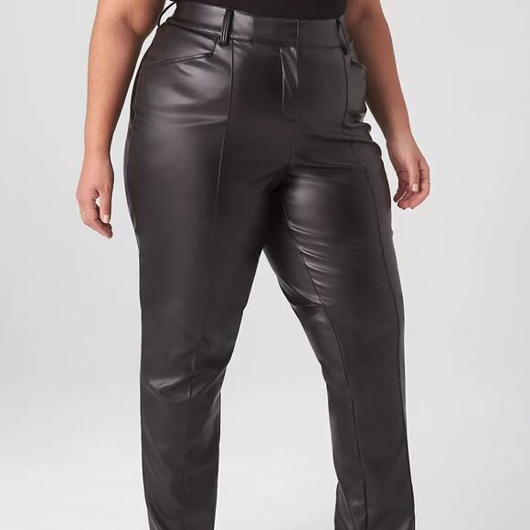 🆕👖Lane Bryant Signature Fit Faux-leather Straight-leg Pants, Black - Picture 3 of 5